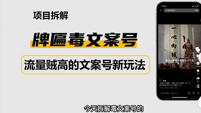 2023抖音快手毒文案新玩法，牌匾文案号，起号快易变现-疯来资源