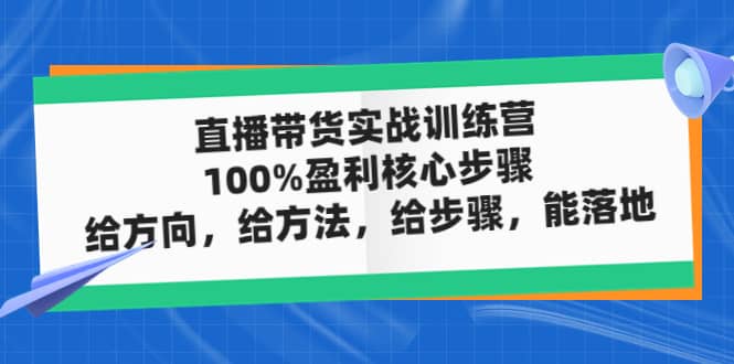 直播带货实战训练营：100%盈利核心步骤，给方向，给方法，给步骤，能落地-疯来资源