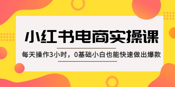 小红书·电商实操课：每天操作3小时，0基础小白也能快速做出爆款-疯来资源