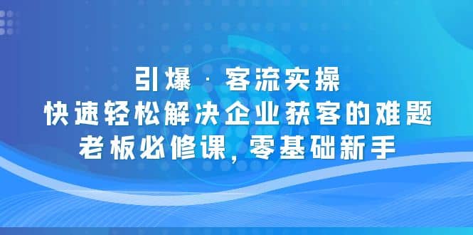 引爆·客流实操：快速轻松解决企业获客的难题，老板必修课，零基础新手-疯来资源