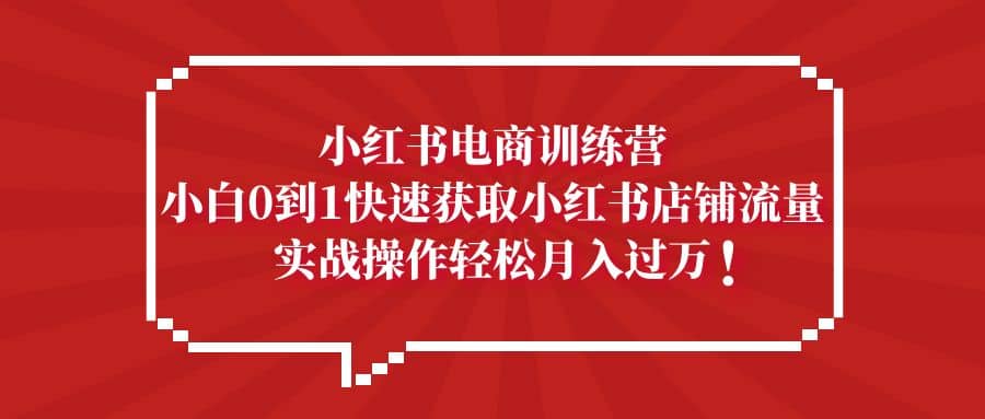 小红书电商训练营，小白0到1快速获取小红书店铺流量-疯来资源