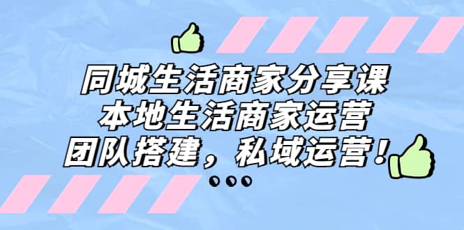 同城生活商家分享课：本地生活商家运营，团队搭建，私域运营-疯来资源