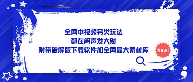 全网中视频另类玩法，都在闷声发大财，附带下载软件加全网最大素材库-疯来资源