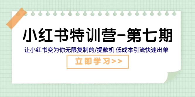 小红书特训营-第七期 让小红书变为你无限复制的/提款机 低成本引流快速出单-疯来资源