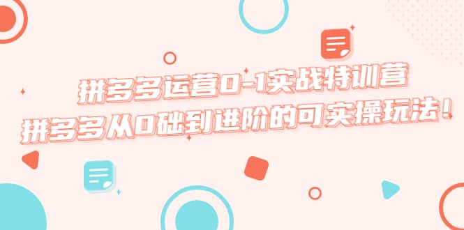 拼多多运营0-1实战特训营，拼多多从0础到进阶的可实操玩法-疯来资源
