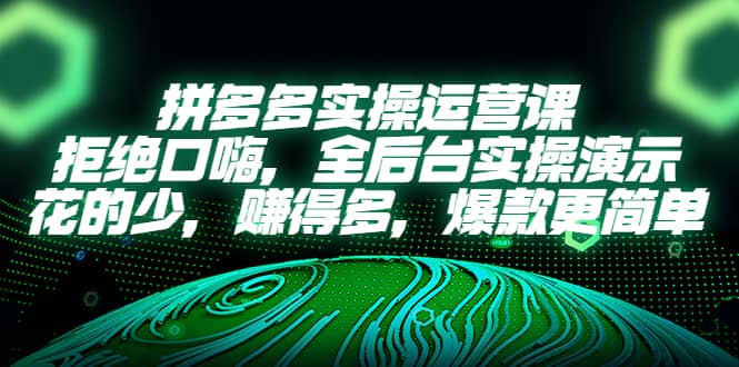 拼多多实操运营课：拒绝口嗨，全后台实操演示，花的少，赚得多，爆款更简单-疯来资源