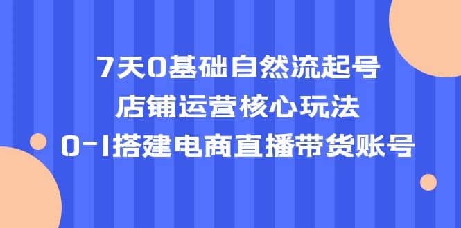 7天0基础自然流起号，店铺运营核心玩法，0-1搭建电商直播带货账号-疯来资源
