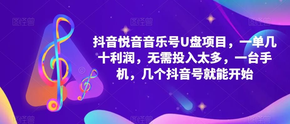 抖音音乐号U盘项目 一单几十利润 无需投入太多 一台手机 几个抖音号就开始-疯来资源