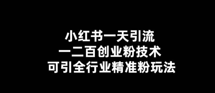 【引流必备】小红书一天引流一二百创业粉技术，可引全行业精准粉玩法-疯来资源
