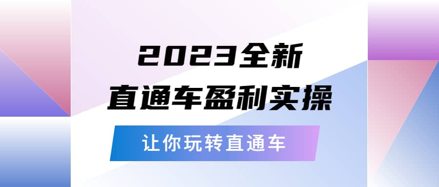 2023全新直通车·盈利实操：从底层，策略到搭建，让你玩转直通车-疯来资源