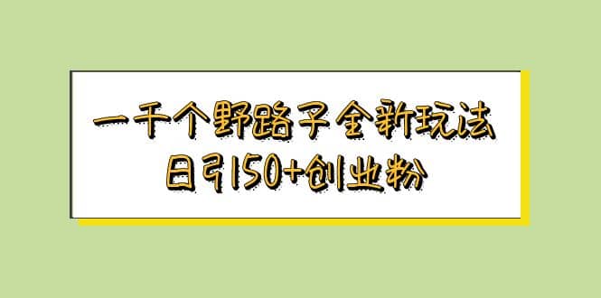 一千个野路子全新玩法 日引50+创业粉-疯来资源