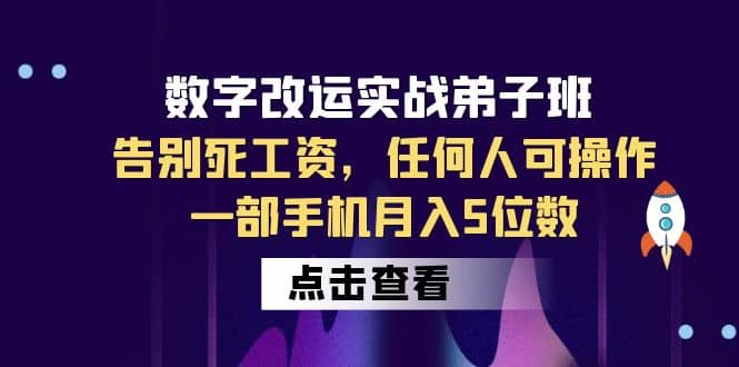 数字 改运实战弟子班：告别死工资，任何人可操作，一部手机月入5位数-疯来资源