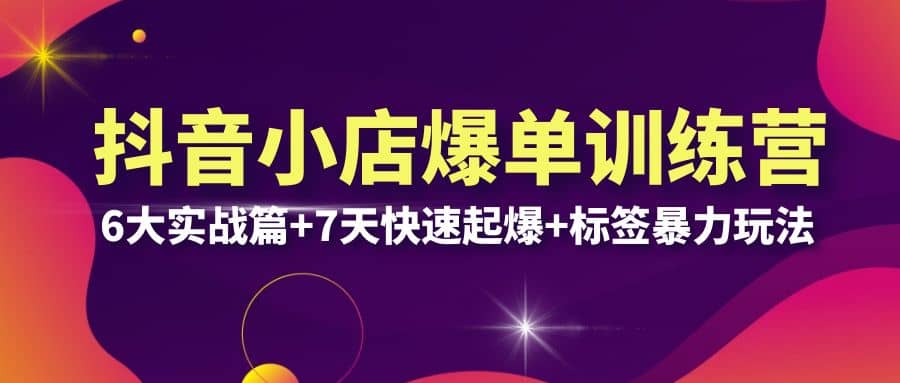 抖音小店爆单训练营VIP线下课：6大实战篇+7天快速起爆+标签暴力玩法(32节)-疯来资源
