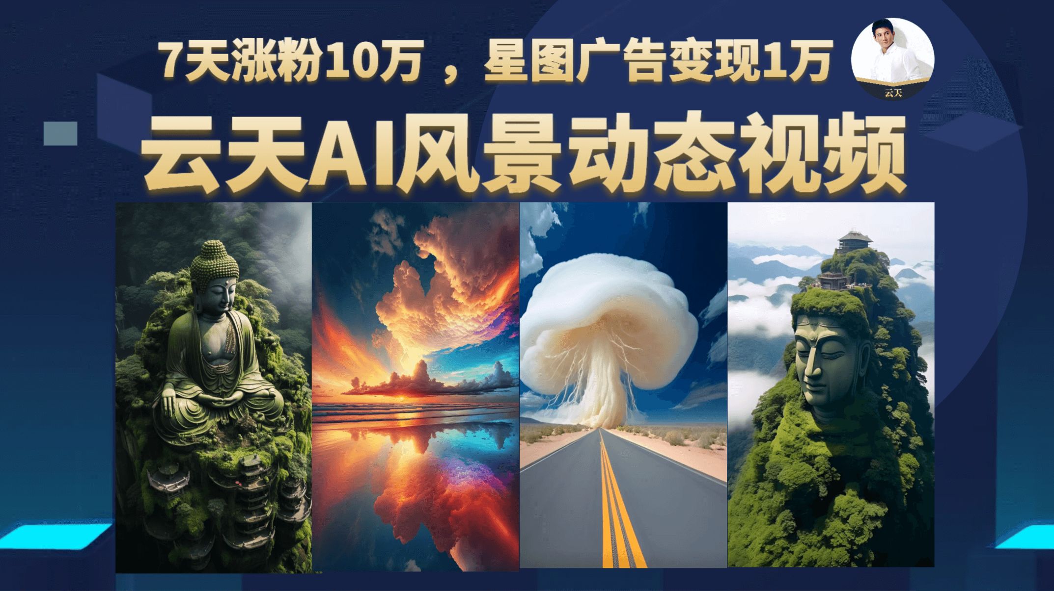 云天AI风景动图视频制作，7天涨粉10万 ，星图广告变现1万-疯来资源