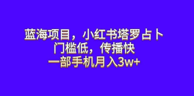 蓝海项目，小红书塔罗占卜，门槛低，传播快，一部手机月入3w+-疯来资源