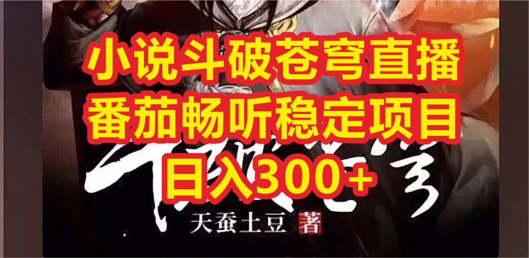 小说斗破苍穹直播，番茄畅听日入300+稳定项目-疯来资源