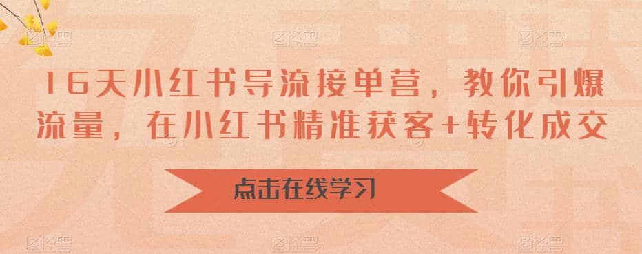 16天-小红书 导流接单营，教你引爆流量，在小红书精准获客+转化成交-疯来资源