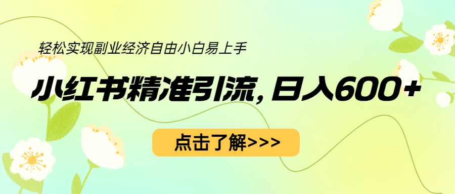小红书精准引流，小白日入600+，轻松实现副业经济自由（教程+1153G资源）-疯来资源