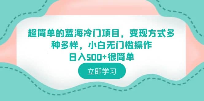 超简单的蓝海冷门项目，变现方式多种多样，小白无门槛操作日入500+很简单-疯来资源