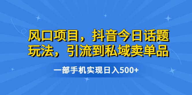 风口项目，抖音今日话题玩法，引流到私域卖单品，一部手机实现日入500+-疯来资源