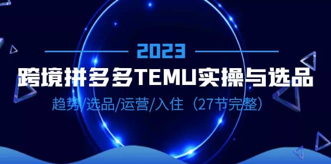 2023跨境·拼多多·TEMU实操与选品，趋势·选品·运营·入住（27节完整）-疯来资源