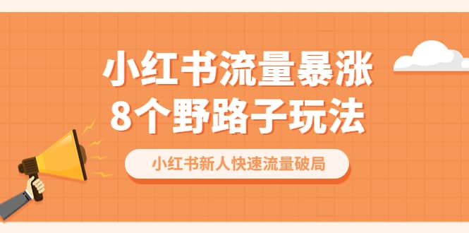 小红书流量-暴涨8个野路子玩法：小红书新人快速流量破局（8节课）-疯来资源