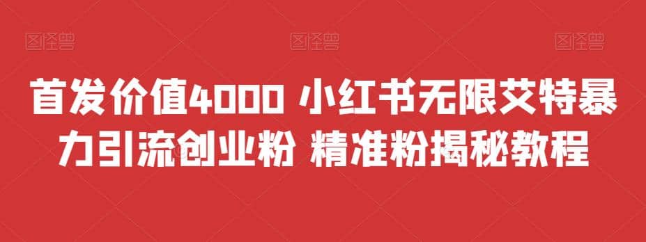 首发价值4000 小红书无限艾特暴力引流创业粉 精准粉揭秘教程-疯来资源