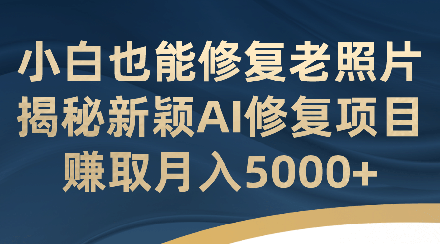 小白也能修复老照片！揭秘新颖AI修复项目，赚取月入5000+-疯来资源