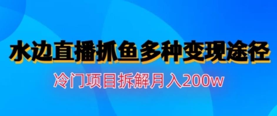 水边直播抓鱼，多种变现途径冷门项目，月入200w拆解【揭秘】-疯来资源