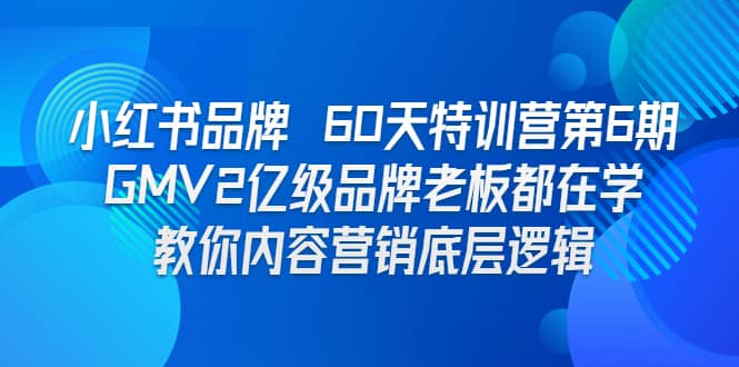 小红书品牌 60天特训营第6期 GMV2亿级品牌老板都在学 教你内容营销底层逻辑-疯来资源