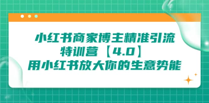 小红书商家 博主精准引流特训营【4.0】用小红书放大你的生意势能-疯来资源