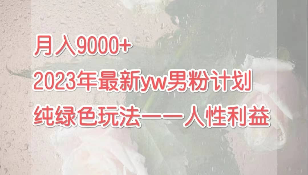 月入9000+2023年9月最新yw男粉计划绿色玩法——人性之利益-疯来资源