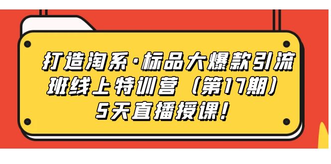 打造淘系·标品大爆款引流班线上特训营5天直播授课！-疯来资源