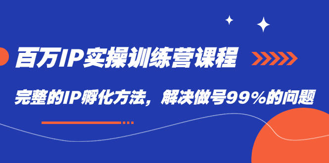 百万IP实战训练营课程，完整的IP孵化方法，解决做号99%的问题-疯来资源