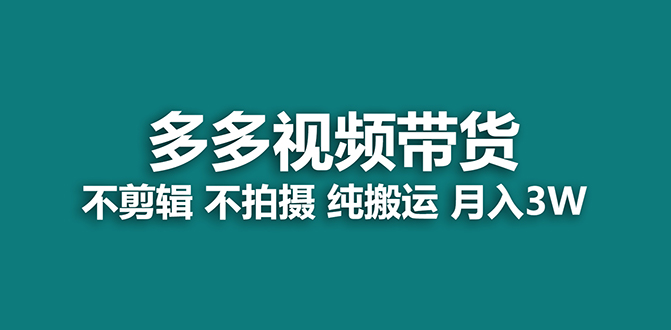 【蓝海项目】多多视频带货，纯搬运一个月搞了5w佣金，小白也能操作【揭秘】-疯来资源