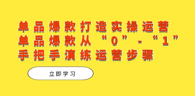 单品爆款打造实操运营，单品爆款从“0”-“1”手把手演练运营步骤-疯来资源