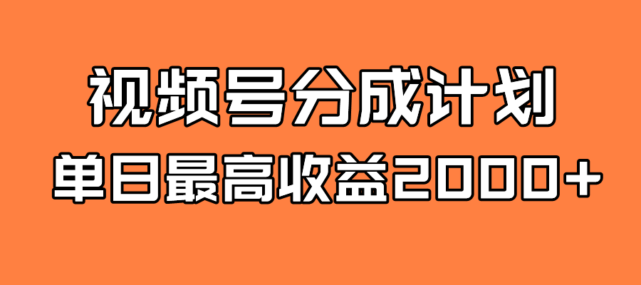 全新蓝海 视频号掘金计划 日入2000+-疯来资源