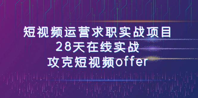 短视频运-营求职实战项目，28天在线实战，攻克短视频offer（46节课）-疯来资源