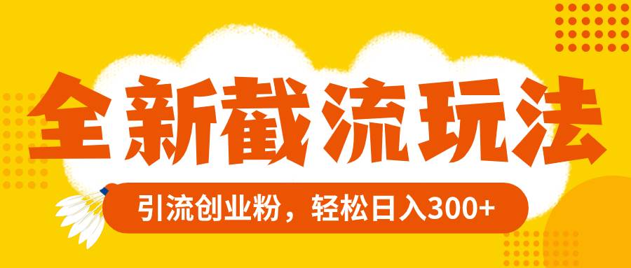 全新截流玩法，精准引流创业粉，轻松日入300+-疯来资源