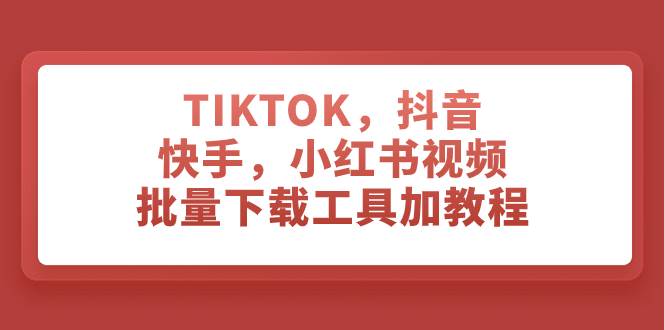 TIKTOK，抖音，快手，小红书视频批量下载工具加教程-疯来资源