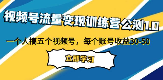 视频号流量变现训练营公测1.0：一个人搞五个视频号，每个账号收益30-50-疯来资源