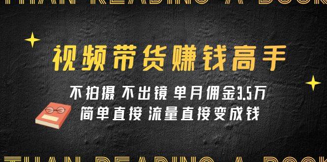 视频带货赚钱高手课程：不拍摄 不出镜 单月佣金3.5w 简单直接 流量直接变钱-疯来资源