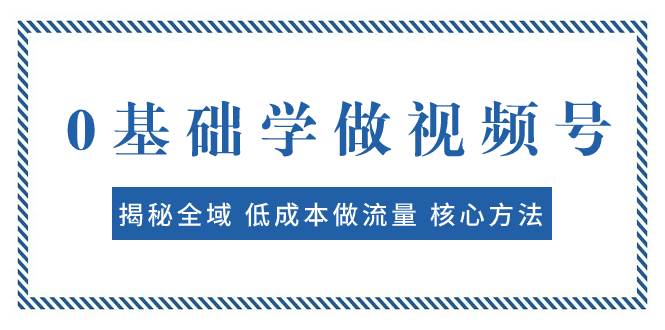 0基础学做视频号：揭秘全域 低成本做流量 核心方法  快速出爆款 轻松变现-疯来资源