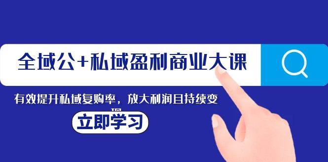 全域公+私域盈利商业大课，有效提升私域复购率，放大利润且持续变现-疯来资源