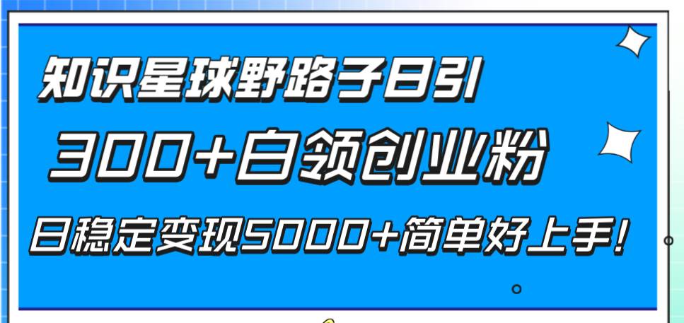 知识星球野路子日引300+白领创业粉，日稳定变现5000+简单好上手！-疯来资源