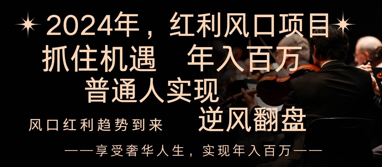 2024红利风口项目来袭，享受第一波红利，逆风翻盘普通人也能实现，年入百万-疯来资源