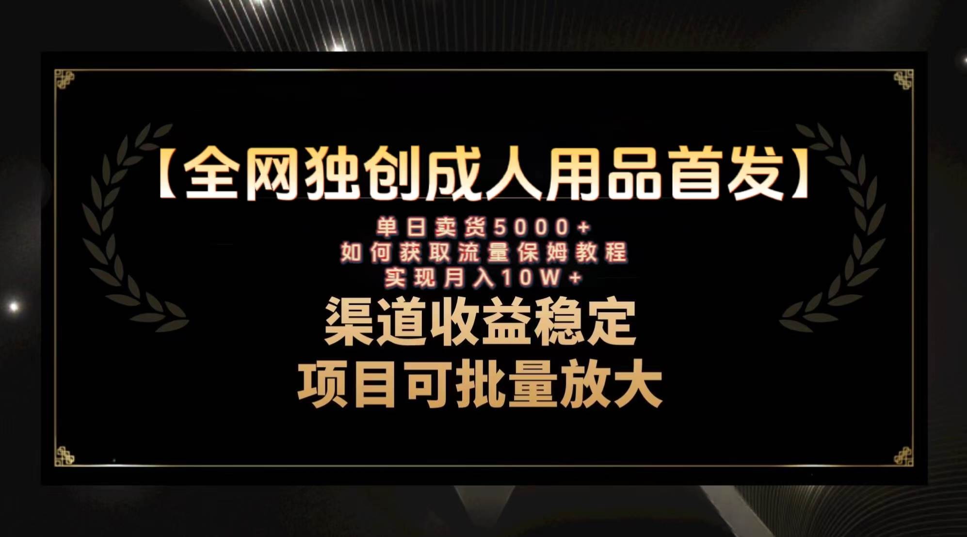 最新全网独创首发，成人用品赛道引流获客，月入10w保姆级教程-疯来资源