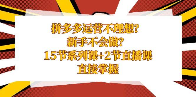 拼多多运营不理想？新手不会做？15节系列课+2节直播课，直接掌握-疯来资源