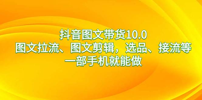 抖音图文带货10.0，图文拉流、图文剪辑，选品、接流等，一部手机就能做-疯来资源