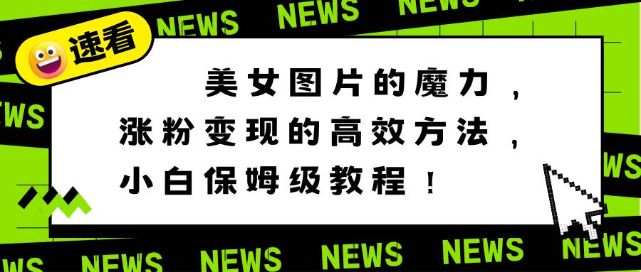 美女图片的魔力，涨粉变现的高效方法，小白保姆级教程！-疯来资源